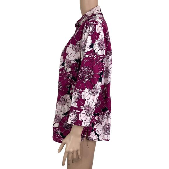 East Fifth Shirt Womens 1X Pink Purple Floral Button Down Blouse Lightweight - Picture 7 of 8